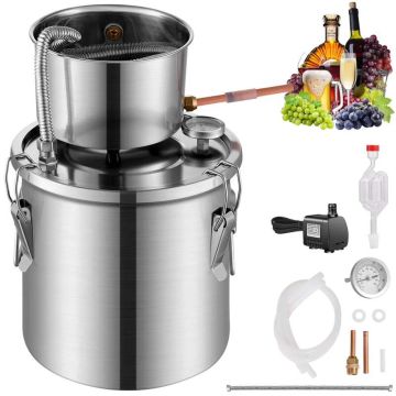 Stainless steel alcohol distillation apparatus, 11.4 L, spiral cooling