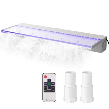 Akrylowy kanał przelewowy do basenu, 36x8 cm, 17-kolorowa dioda LED, z pilotem