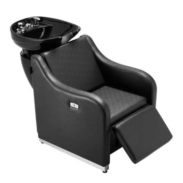 Shampoo backwash chair for hair salons with adjustable footrest and ceramic bowl