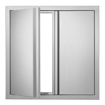Grill door, 610x610 mm, stainless steel, double, recessed