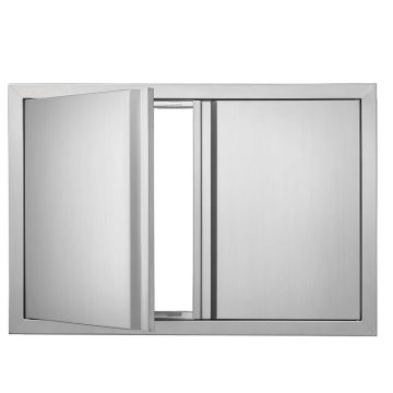 Double stainless steel grill door, 774x532 mm, recessed