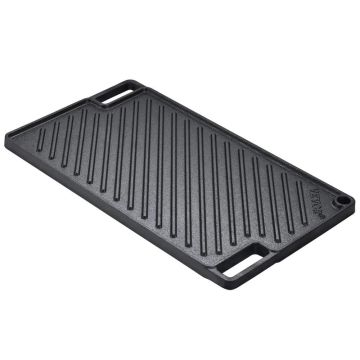 Reversible cast iron grill pan, 9.7"x16.7", black, non-stick