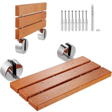 Folding teak shower chair, wall-mounted, 20x13 cm, 200 kg load capacity