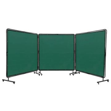 Welding safety screen, 3 panels, green, 182.9x182.9 cm, vinyl