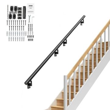 Aluminum alloy stair railing, 12 feet, wall mounted