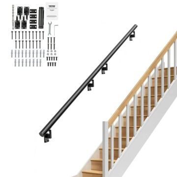Aluminum alloy 7 feet stair railing with installation kit, indoor and outdoor