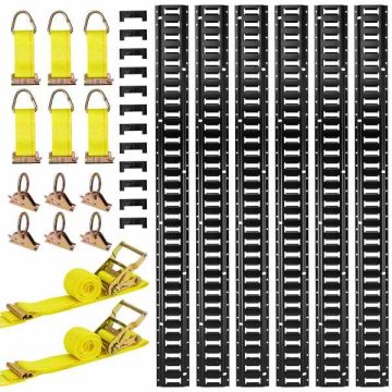 E-track mounting rail set, 6 pcs., 1.5 m, with tension straps