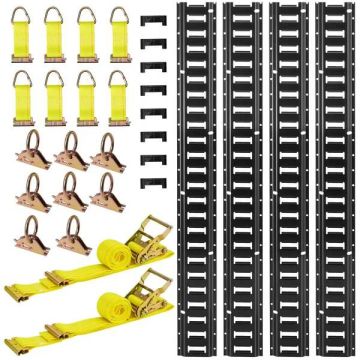 E-track mounting rails, 2.3 m, set of 26 pcs. with straps and rings