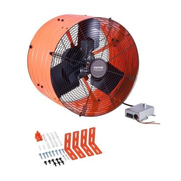 16 inch fan for gable roof installation, adjustable thermostat, orange