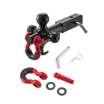 Trailer Ball Hitch with D-Ring, 1-7/8"–2-5/16", 44,000 lbs, Black