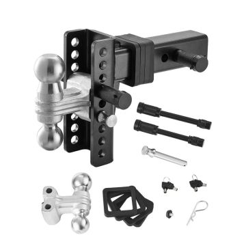 Adjustable trailer hitch, 6-inch ball mount, for 2.5-inch receiver, 22,000 lb. lifting capacity