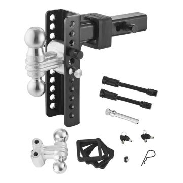 Adjustable trailer hitch, 8", 2" receiver, 21500 lbs, ball mount