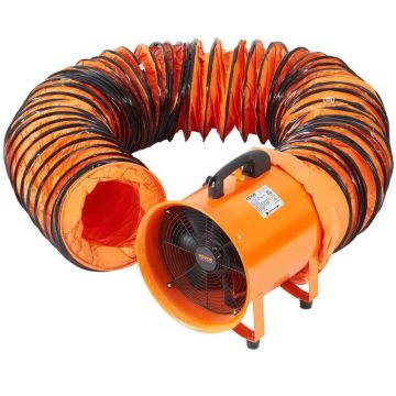 25.4 cm portable industrial fan with 10 m air hose, orange