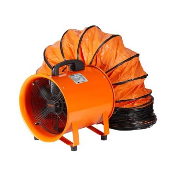 Portable industrial fan, 30.5 cm, 2 speeds, with 10 m duct, orange
