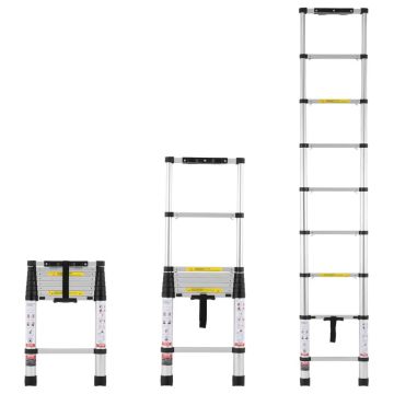 Telescopic aluminum ladder, 8.5 feet, foldable, non-slip feet