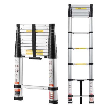 3.8 m telescopic aluminum folding ladder, 150 kg