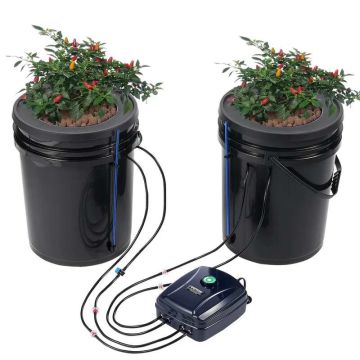 System hydroponiczny DWC z zestawem do nawadniania kropelkowego, 2 wiadra, pompa powietrza, 5 galonów