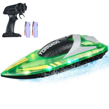Łódź wyścigowa zdalnie sterowana RC, 2,4 GHz, zielona, ​​LED, wodoodporna