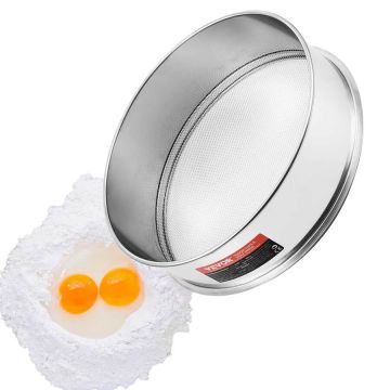 Flour sieve, fine, 304 stainless steel, 12.6 inch, for baking
