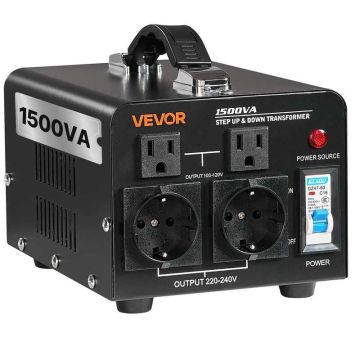 Voltage converter 1500 VA, 110 V-220 V, with US and EU sockets