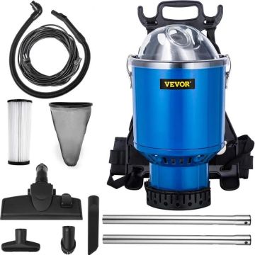 Backpack vacuum cleaner 3.4 L, HEPA filtration, industrial, with tools