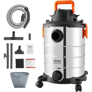 Stainless Steel Wet/Dry Vacuum Cleaner 8 Gallon, 6 HP, with Blower Function