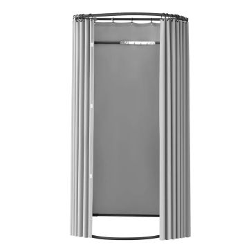 Changing room with polyester curtains, 100x95x200 cm, black/grey-white