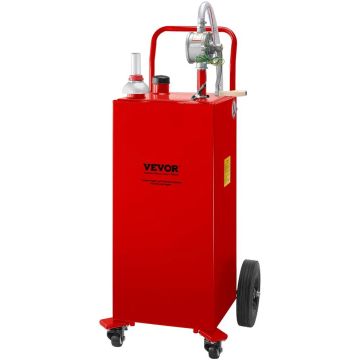 30 gallon fuel tank with wheels and pump, red