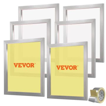 Screen printing kit 6 pieces, aluminum frames 20x24 inches, nylon mesh 160 TPI