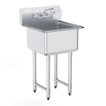 Stainless steel single bowl freestanding sink with mixer tap, 533x1041 mm