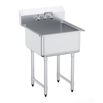 Stainless steel freestanding single bowl sink 27"x41" with faucet