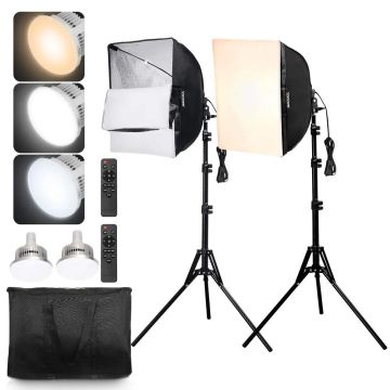 Zestaw oświetleniowy softbox 40x40 cm, regulowany 3000–6500 K