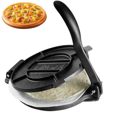Cast Iron 10-inch Tortilla Press with Parchment Paper, Silver