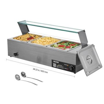 Electric stainless steel food steamer, 1500 W, 3 containers, tabletop