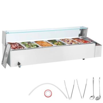 Commercial electric food warmer with countertop, 6 x 4.7 L