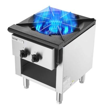 Commercial stainless steel gas stove with cabinet, 26 kW