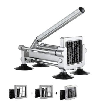 French fries cutter, stainless steel blade, handle with suction cups