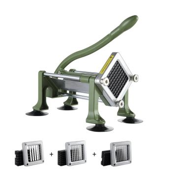 Manual French Fries Cutter with Stainless Steel Blades and Suction Cups