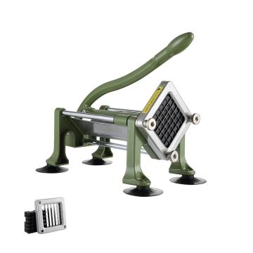 Manual potato slicer with stainless steel blades and suction cups