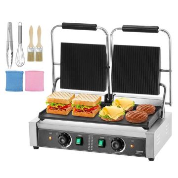 Commercial electric panini grill, 3600 W, stainless steel