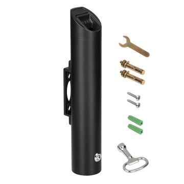 Cylindrical black stainless steel cigarette butt container, wall-mounted, weatherproof
