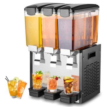 Commercial stainless steel beverage dispenser, 3x10 L, 440 W, cooling