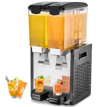 Commercial stainless steel beverage dispenser, 2x10 L, for cold drinks