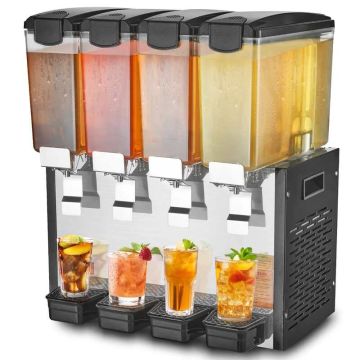 Commercial stainless steel beverage dispenser, 4 x 10 L, cooling 45-54 °f