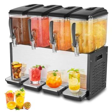Commercial stainless steel beverage dispenser, 4x12L, for cold drinks