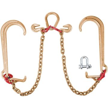 V-shaped bridle chain 5/16" x 2 ft with hooks, class 80, 4290 kg breaking strength