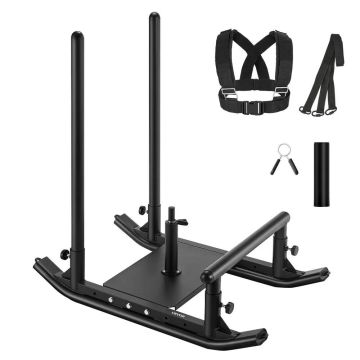 Steel weight sled with handle, black, for training