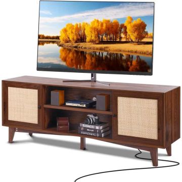 Stojak pod TV z rattanu, 191 cm, kolor orzechowy