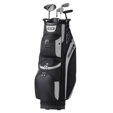 Golf bag 36 inches, 14 compartments with pockets, black, durable, with handles and straps