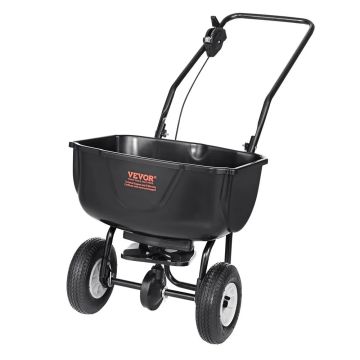 Spreader 27.2 kg with steel pusher and 20.3 cm wheels, black